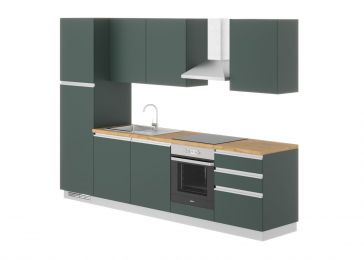 Блок кујна , Пиа зелено/зелено/шале/ладилник Л, 300 цм S1